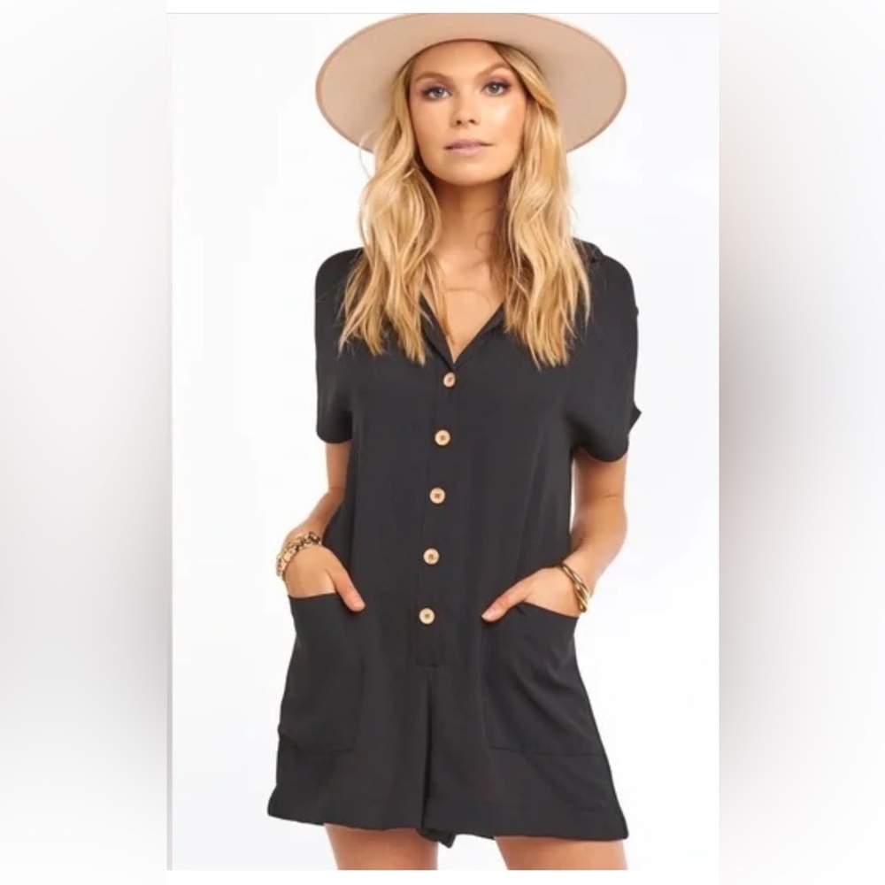 Show Me Your MuMu Black Button-Up Romper